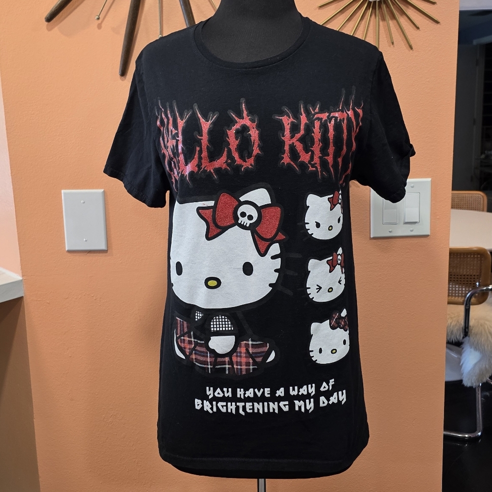 Hello Kitty Medium Goth Black Short Sleeve Tee Mall Goth Baddie T-shirt - Picture 2 of 12